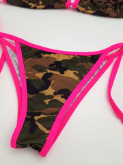 Camouflage with Pink Micro Scrunch Bikini