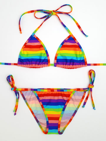 Rainbow Stripes Full Bikini