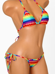 Rainbow Stripes Classic Scrunch Butt Bikini