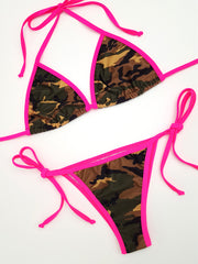 Camouflage with Pink Cheeky Bikini