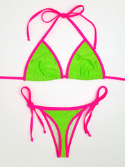 Neon Green with Pink Brazilian Bikini