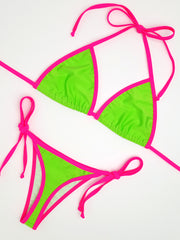 Neon Green with Pink Brazilian Bikini