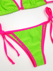 Neon Green with Pink Cheeky Bikini