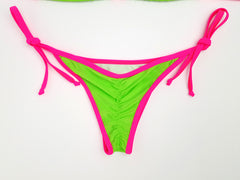 Neon Green with Pink Micro Scrunch Bikini