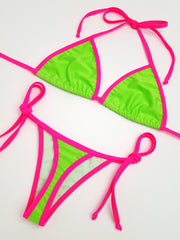 Neon Green with Pink Thong Bikini