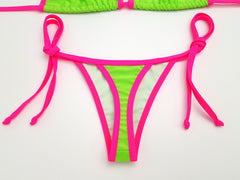 Neon Green with Pink Thong Bikini