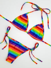 Rainbow Stripes Cheeky Bikini