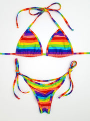 Rainbow Stripes Micro Scrunch Bikini