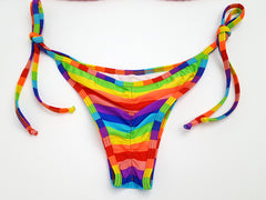 Rainbow Stripes Micro Scrunch Bikini