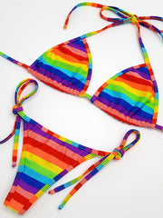 Rainbow Stripes Thong Bikini